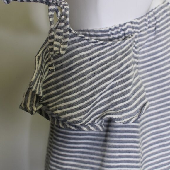 Ash & Ember Blue and White Stripe Off Shoulder Top - Picture 4 of 7
